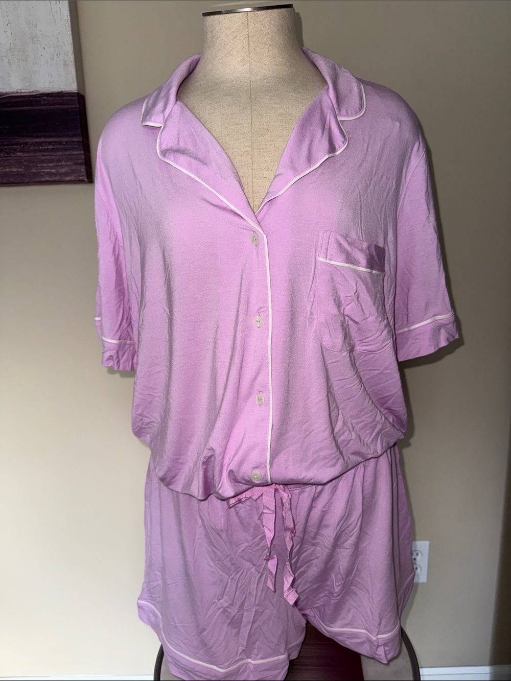 Victoria's Secret Lavender Short Sleeve Button Pajama Set
